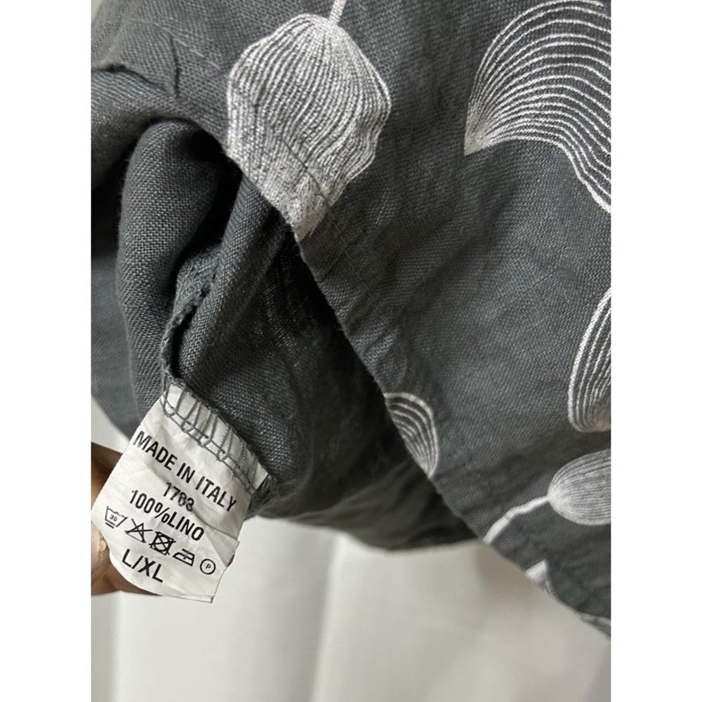 Bella Amore Size L/XL Gray Linen Floral Print Artsy Oversized Lagenlook Top - Picture 7 of 7
